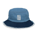 Distressed denim bucket hat